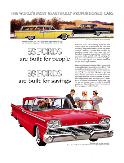 1959 Ford Print Ad “59 Fords are built for savings”