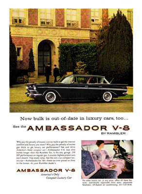 1960 Ambassador Ad "Now bulk is out of date"