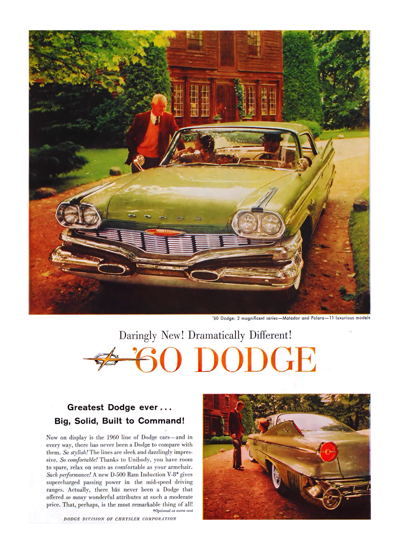 1960 Dodge Ad "Daringly new! Dramatically different!"