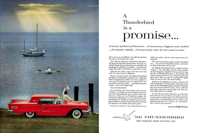 1960 Ford Thunderbird Ad "A Thunderbird is a promise . . ."