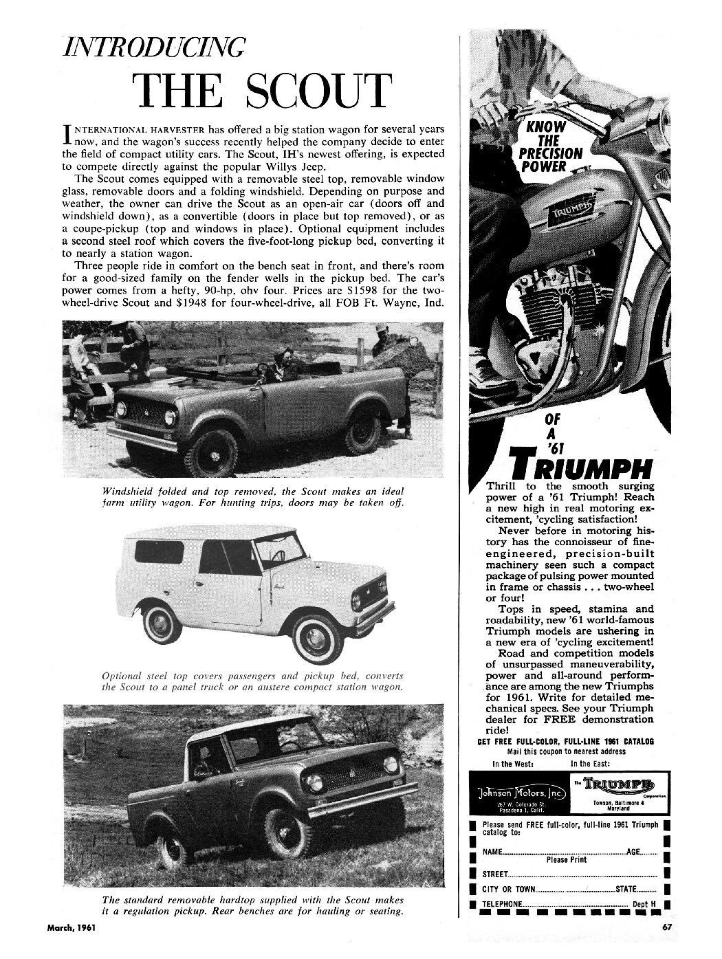 1961 International Harvester Print Ad – Introducing The Scout
