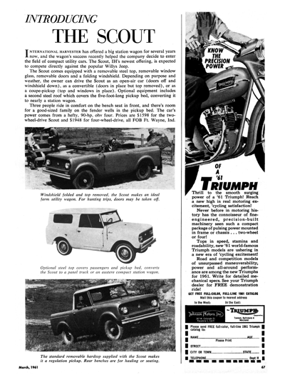 1961 International Harvester Print Ad - Introducing The Scout