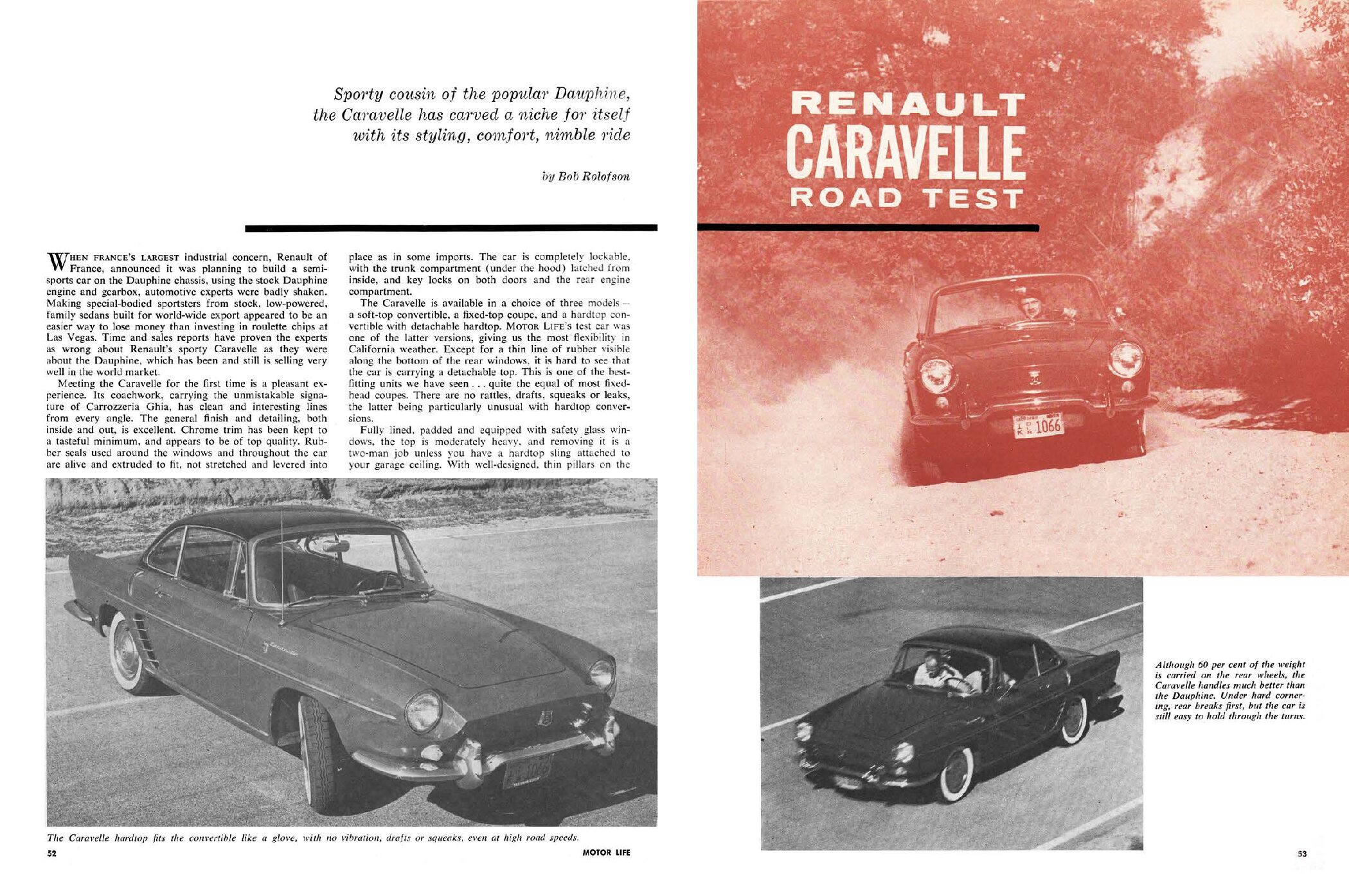 ML March 1961 - Renault Caravelle - French fun coupe