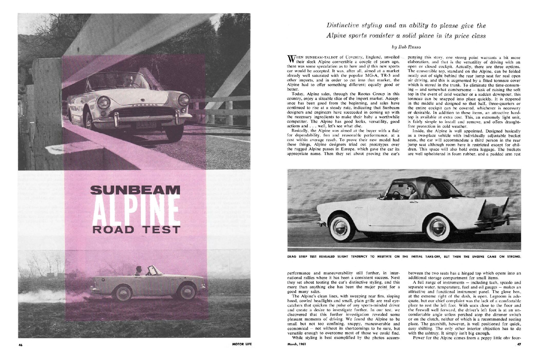 ML March 1961 - Sunbeam Alpine - Tight little soft top