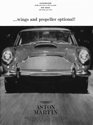 1961 Aston Martin Ad "Wings and Propeller Optional"