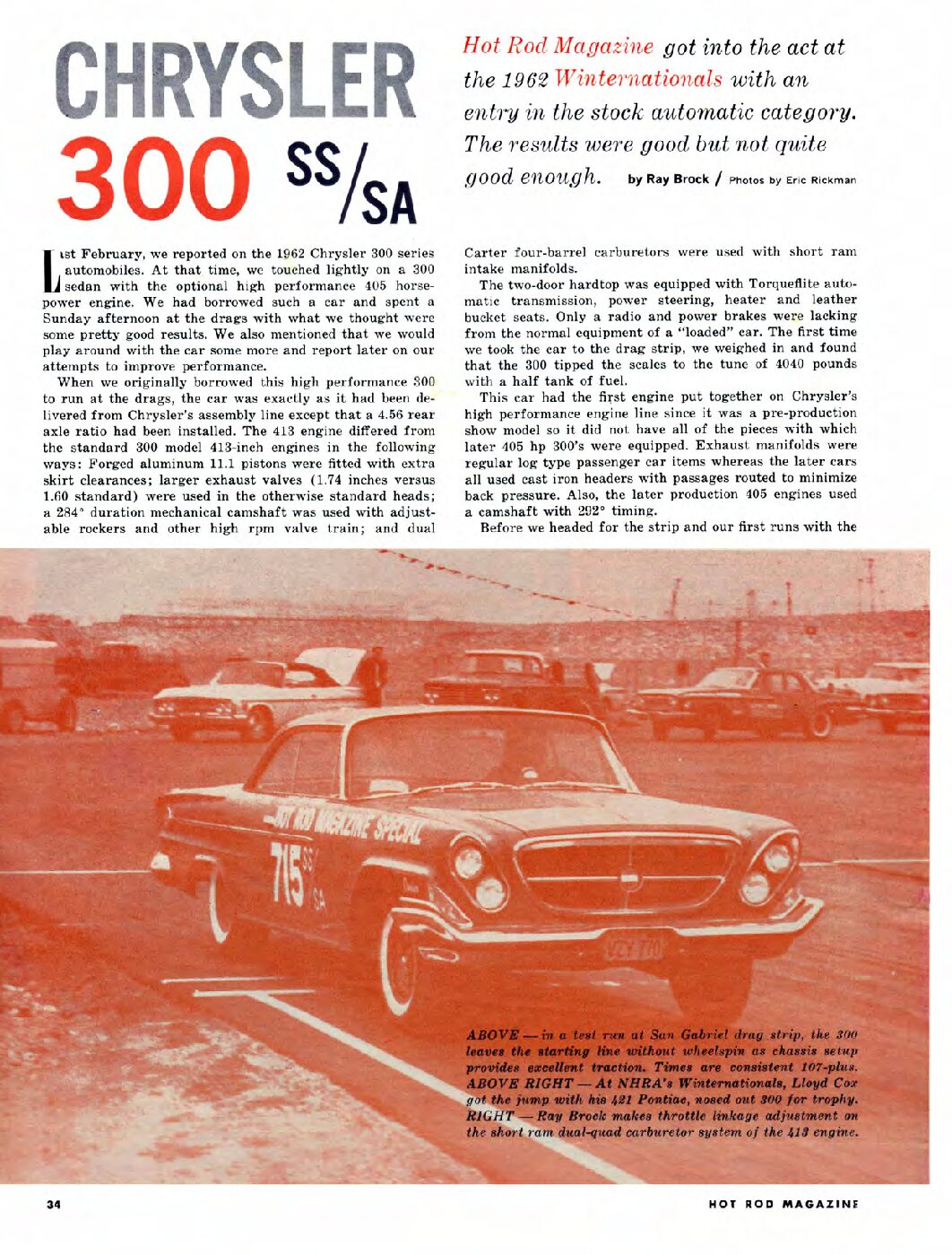 HR June 1962 - CHRYSLER 300 SS/SA