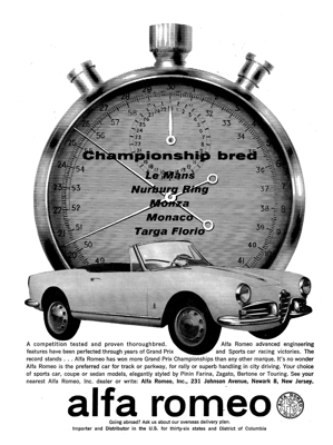 1962 Alfa Romeo Ad "Championship Bred"