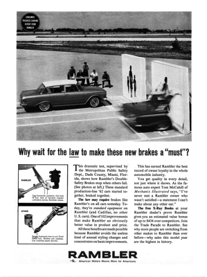 1962 AMC Rambler Classic Ad "These new brakes a must?"
