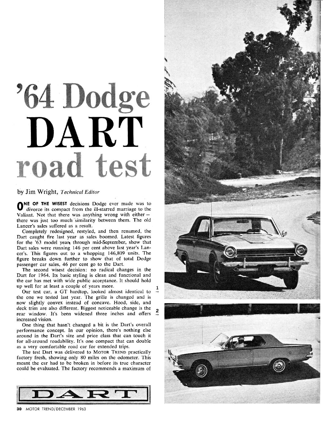 MT December 1963 - '64 Dodge DART road test