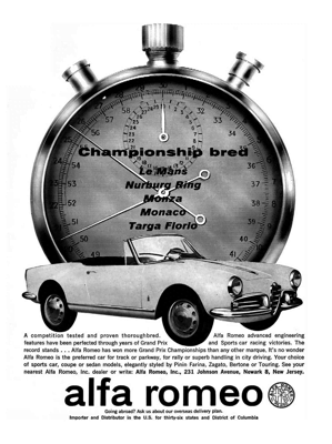 1963 Alfa Romeo Ad "Championship bred"
