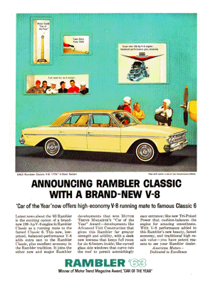 1963 Rambler Classic Ad "Announcing Rambler Classic with a brand-new V-8"