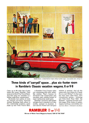 1963 Rambler Classic Ad "Three kinds of carry-all space . . ."