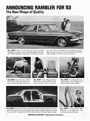 1963 Rambler Classic Ad "The new shape of quality"