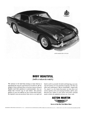 1963 Aston Martin DB4 Vantage Ad "Body Beautiful"