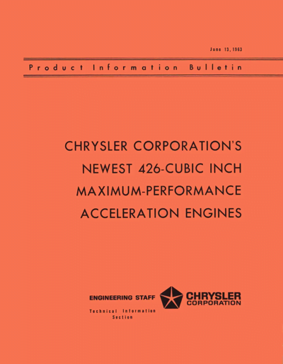 1963 Chrysler Service Manual Supplement - Engines