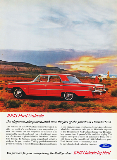 1963 Ford Galaxie Ad "the elegance, the power,"