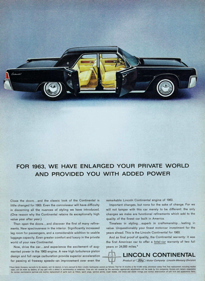 1963 Lincoln Continental Ad "We have"