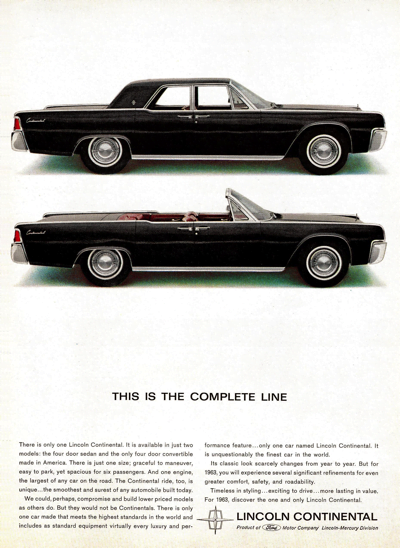 1963 Lincoln Continental Ad "This is the . . ."