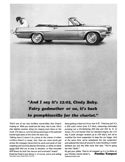 1963 Pontiac LeMans Convertible Ad "And I say it's"