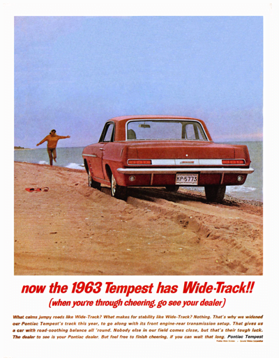 1963 Pontiac Ad "now the Tempest has Wide-Track!"
