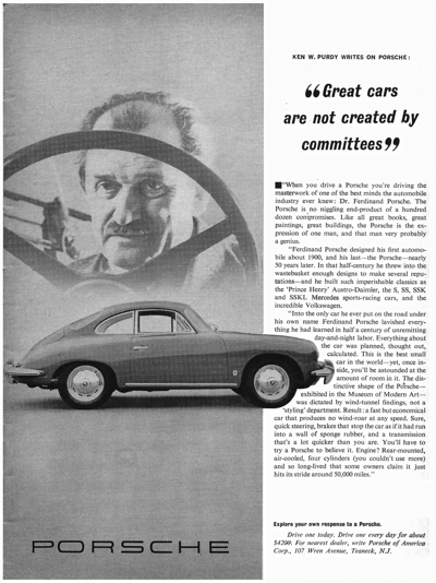 1963 Porsche Ad "Great cars"