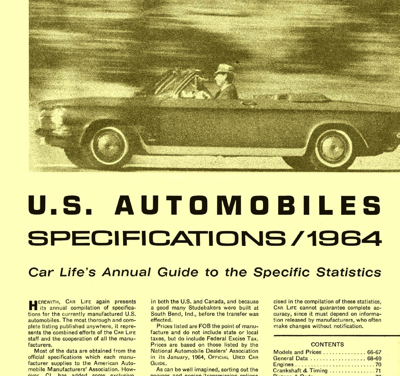 CL April 1964 – U.S AUTOMOBILES SPECIFICATIONS/1964