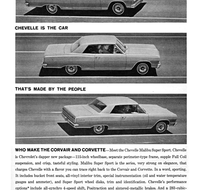 1964 Chevrolet Ad, Chevelle “Chevelle is the car made by the people who make Corvette Sting Ray and Corvair”