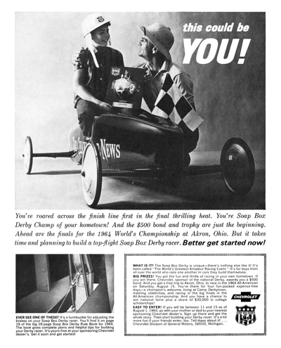 1964 Chevrolet Ad, Soap Box Derby, “this could be you!"