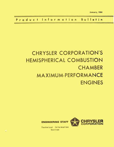 1964 Chrysler Hemi Product Information Bulletin