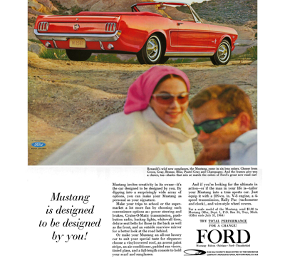 1964 1/2 Ford Ad Agency Detail – Mustang “A look that becomes you”