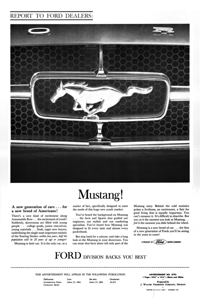 1964 1/2 Ford Ad Agency Detail  - Mustang "Report to Ford Dealers"