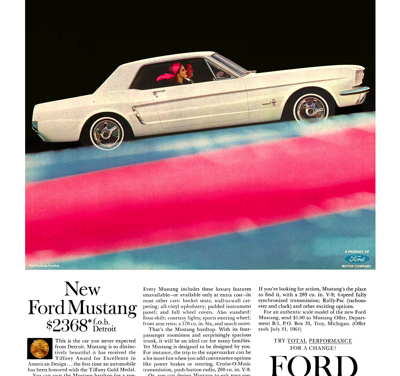 1964 1/2 Ford Ad Mustang “New Ford Mustang $2368” For “Look Magazine”