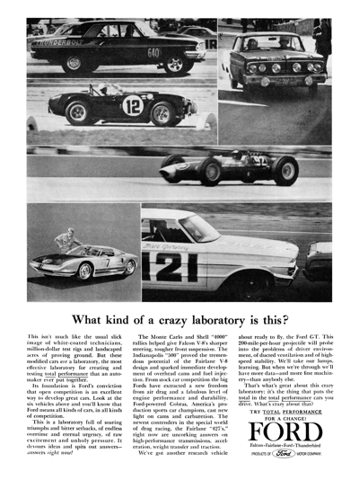 1964 Ford Ad Total Performance "What kind of a crazy laboratory is this?