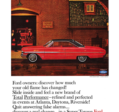 1964 Ford Ad Galaxie 500XL “Slide inside and feel a new brand of Total Performance”