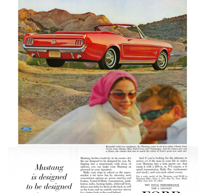 1964 1/2 Ford Ad Mustang “Mustang is designed to be designed by you!”