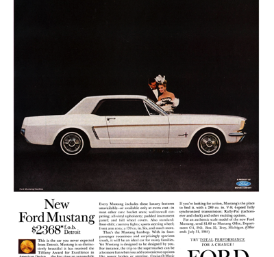 1964 1/2 Ford Ad Mustang Intro “New Ford Mustang $2368”