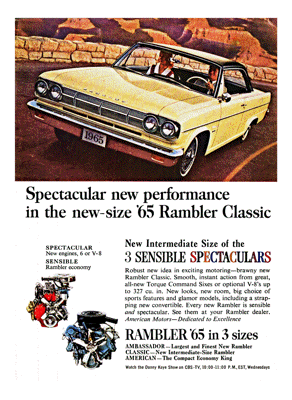 1965 AMC Rambler Ad "Spectacular new performance . . ."