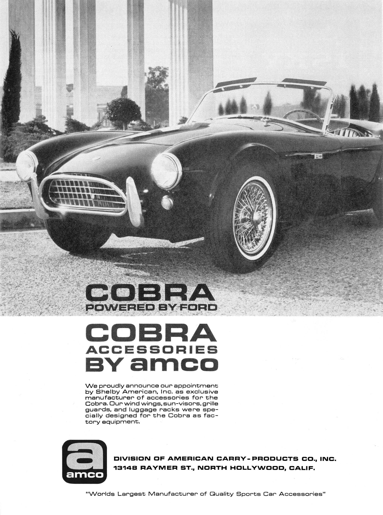 1965 AMCO Ad Shelby Cobra  "AMCO/Shelby Cobra, Accessories"