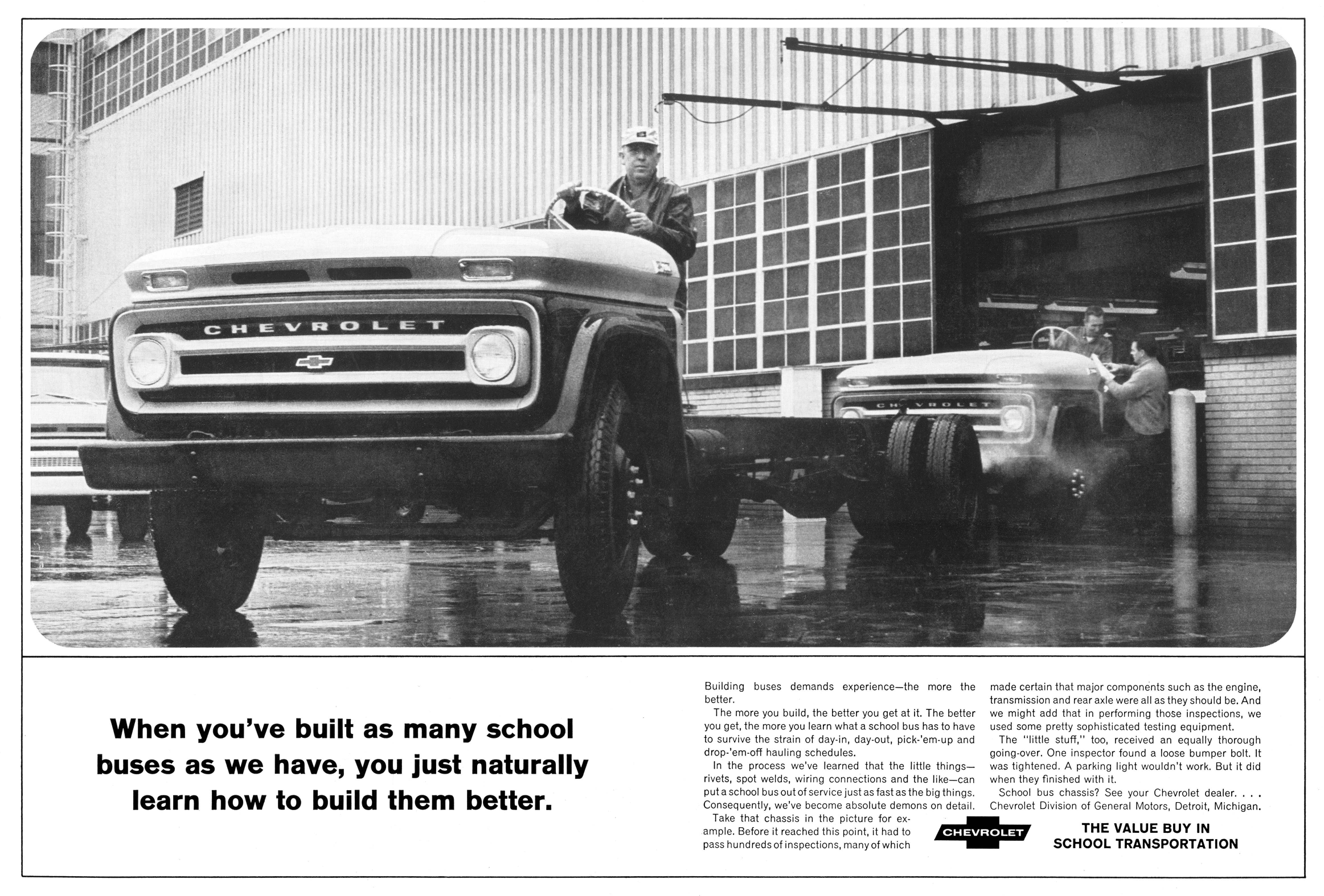 1965 Chevrolet Ad School Bus Chassis Guide "When you've built as many school buses as we have..."