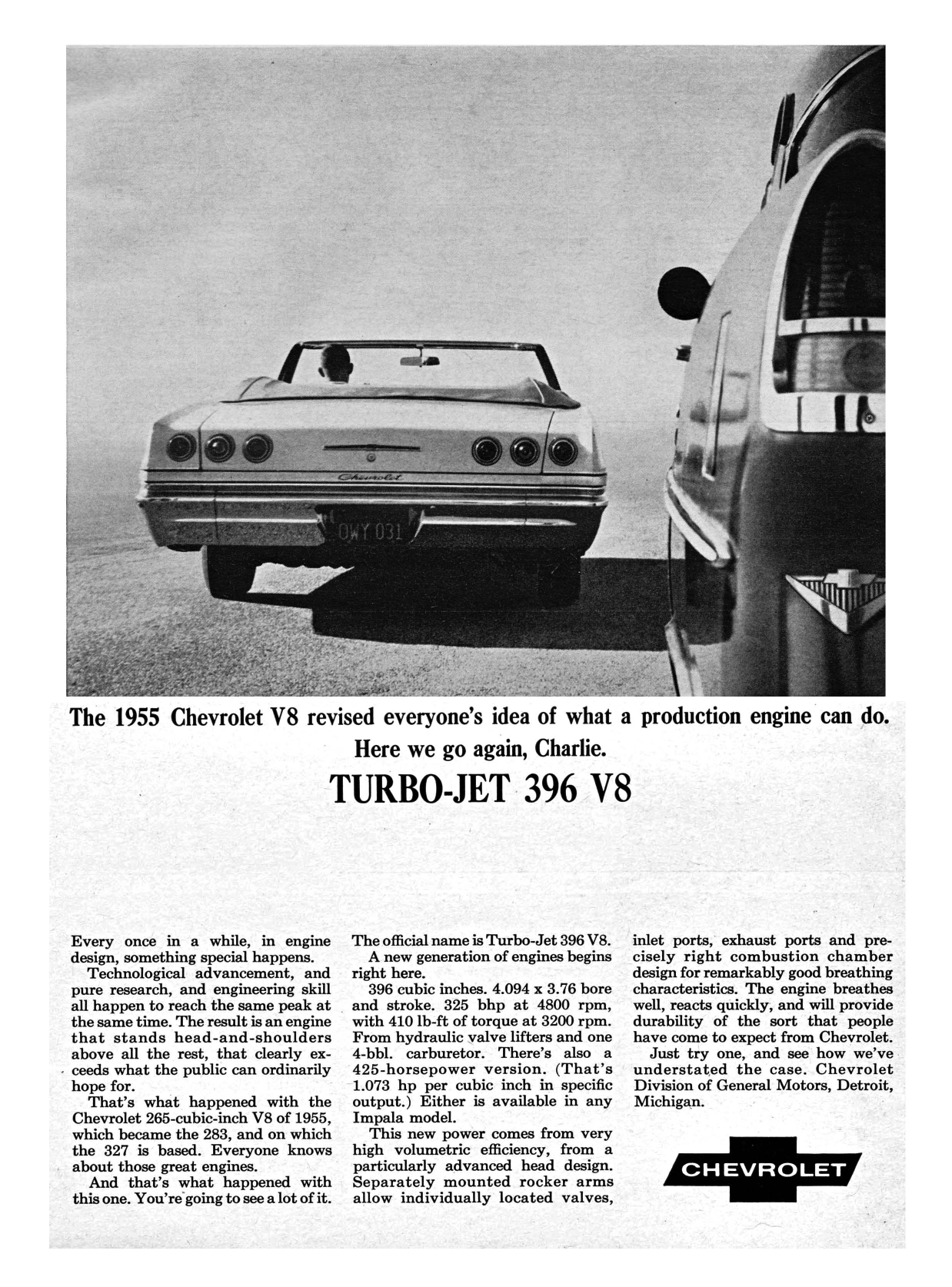 1965 Chevrolet Ad, Impala Sport Coupe "Here we go again Charlie"