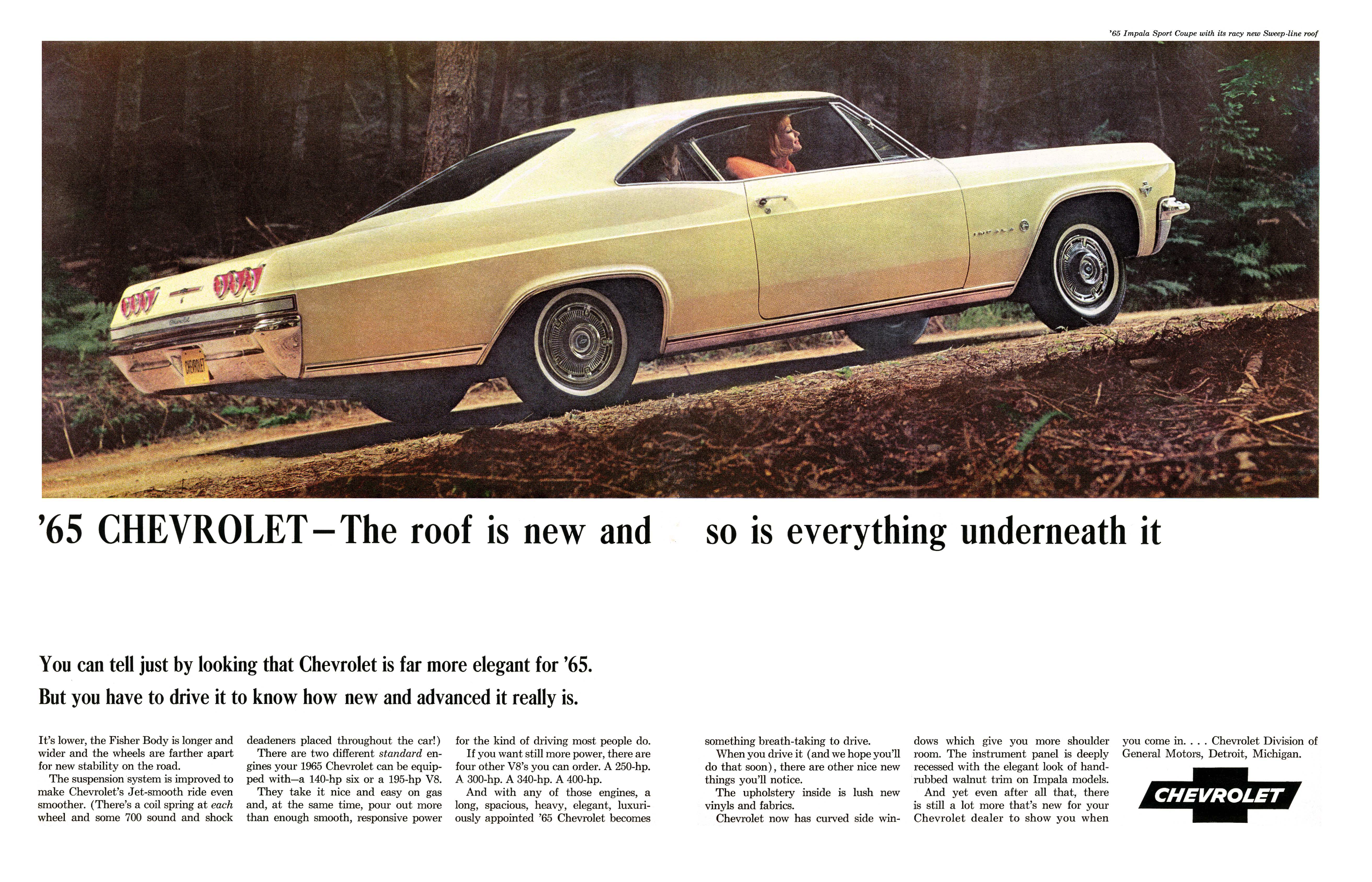 1965 Chevrolet Ad, Impala Sport Coupe "The roof is new . . . and so is everything underneth it"