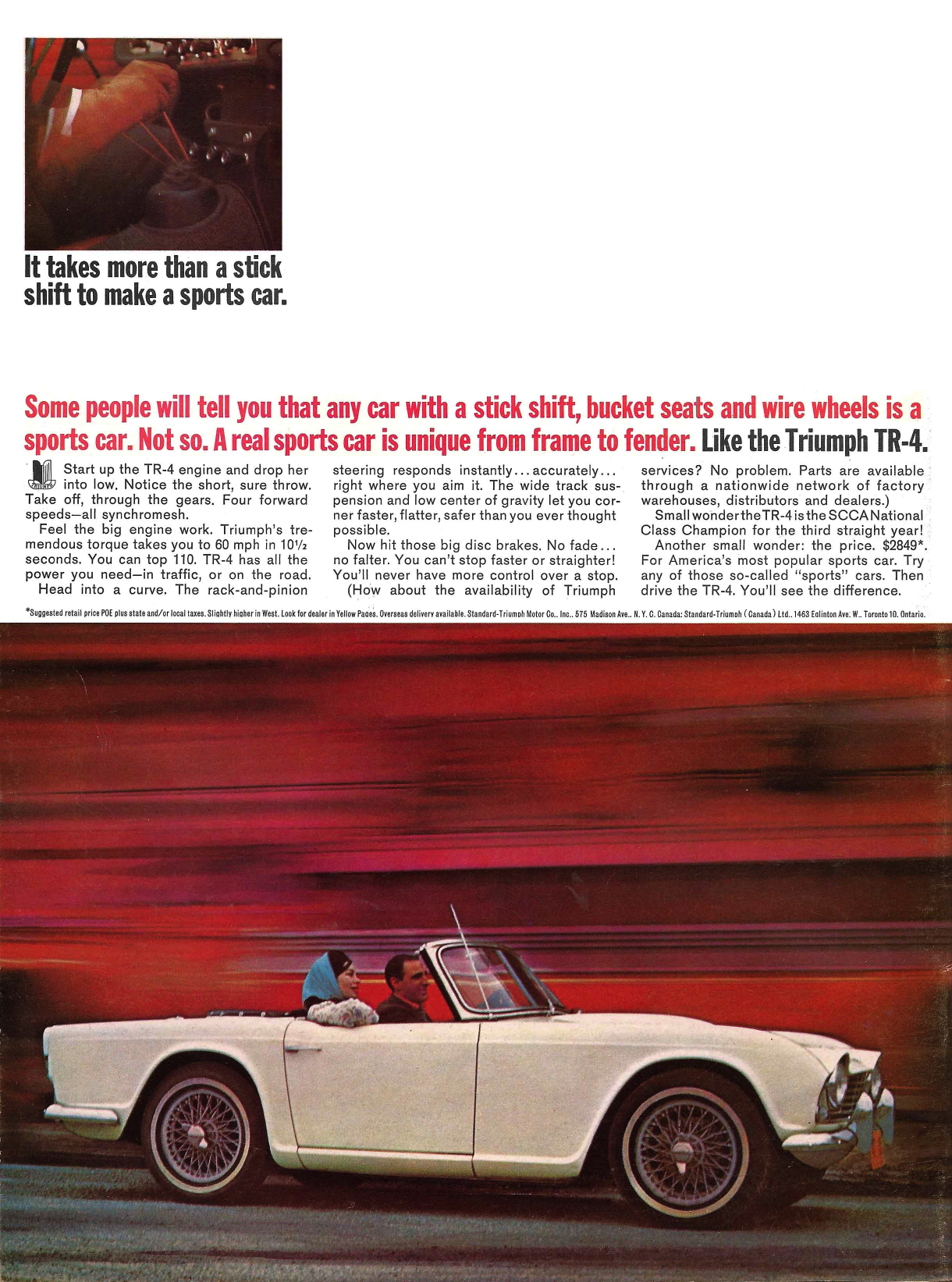 1965 Triumph Ad "It takes more than a stick to make a sports car"