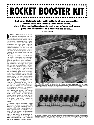CC August 1966 ROCKET BOOSTER KIT OLDS