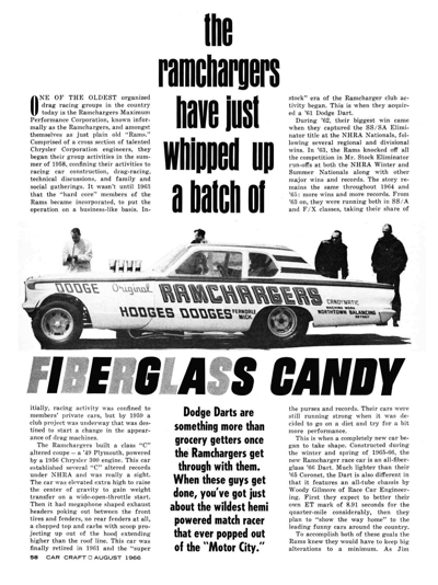 CC August 1966 the ramchargers have just whipped up a batch of..FIBERGLASS CANDY