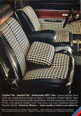 1966 AMC Ambassador Ad "Cadillac? No. Imperial? No. Ambassador DPL? Yes!"