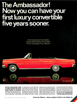 1966 AMC Ad "The Ambassador! First luxury convertible five years sooner."