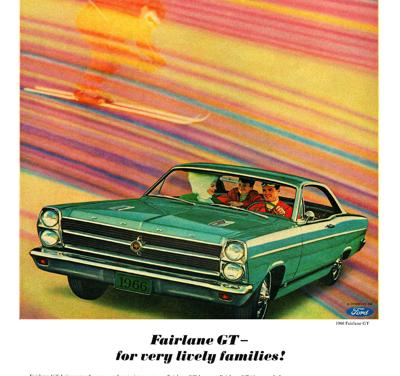 1966 Ford Ad Fairlane GT “Fairlane GT – for very lively families”