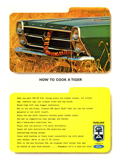1966 Fairlane GTA Ad "How to cook a tiger"