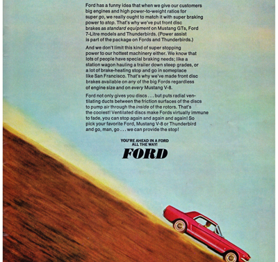 1966 Ford Ad Mustang “Ford comes up with a real stopper!”