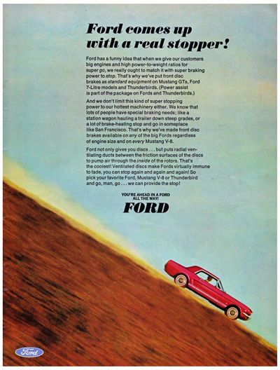 1966 Ford Ad Mustang "Ford comes up with a real stopper!"